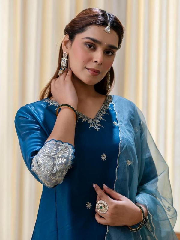 VP 9809 T Embroidred Kurta Sets with Sequins Work Women Suits